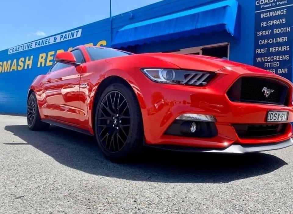 front side view of  mustang