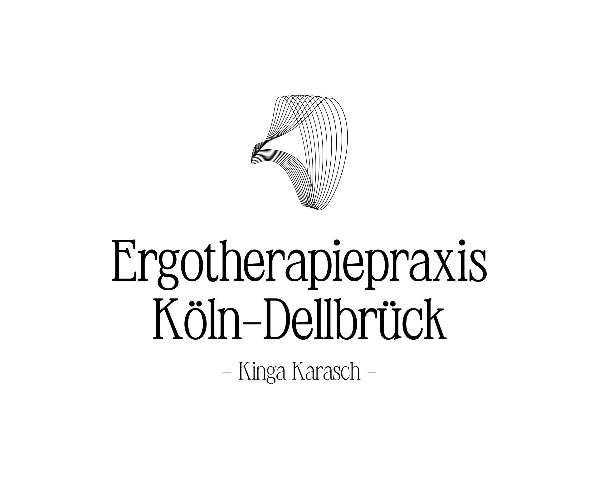 Ein schwarz-weißes Logo für ein Unternehmen namens Ergotherapiepraxis Köln-Dellbrück.