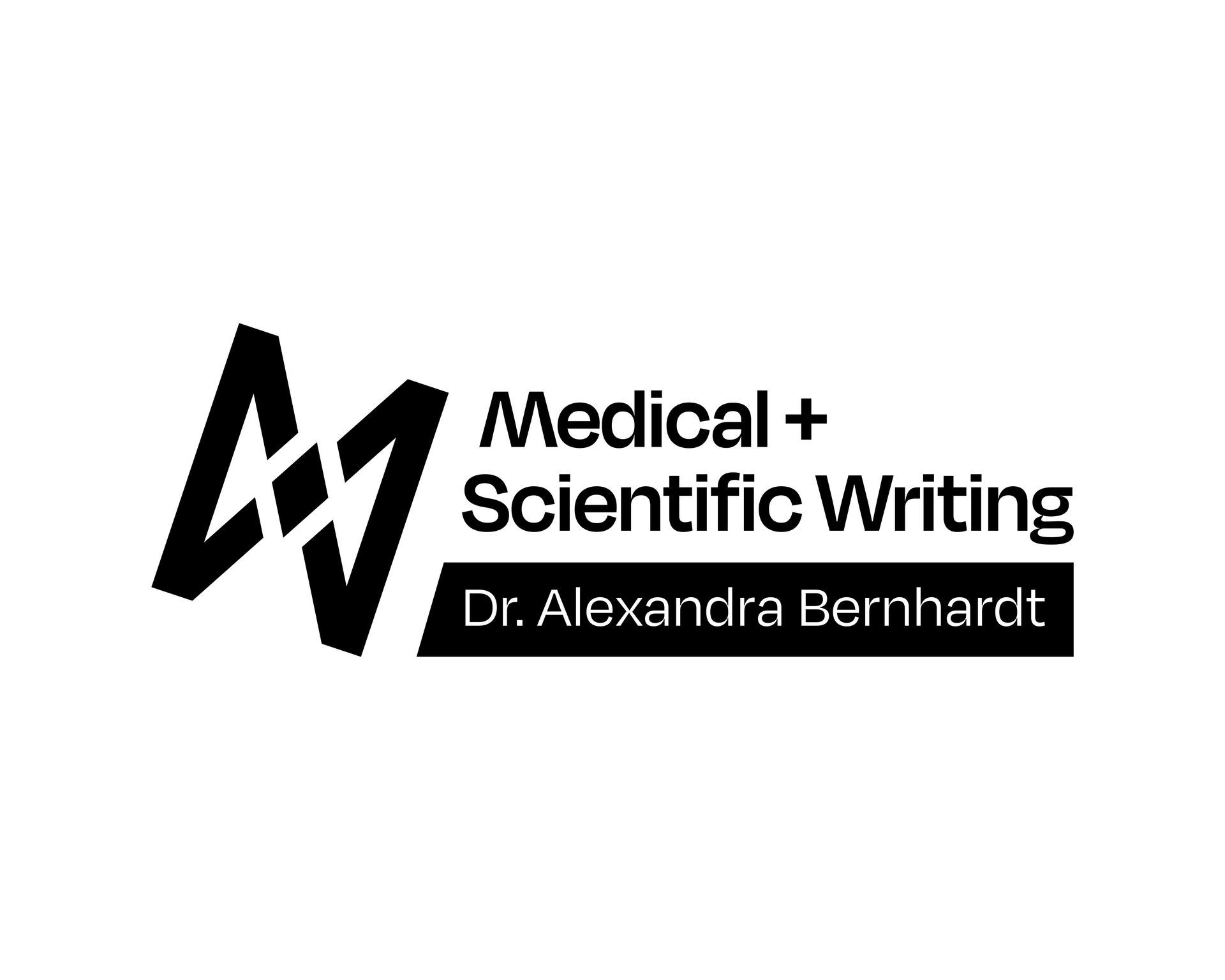 Ein schwarz-weißes Logo für medizinische und wissenschaftliche Texte von Dr. Alexandra Bernhardt.