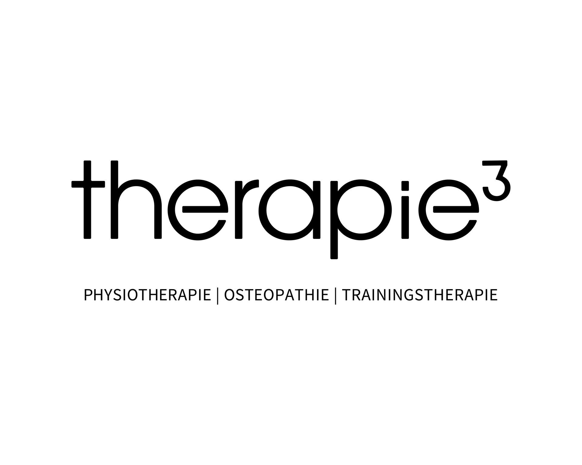 Ein schwarz-weißes Logo für ein Unternehmen namens therapie3.