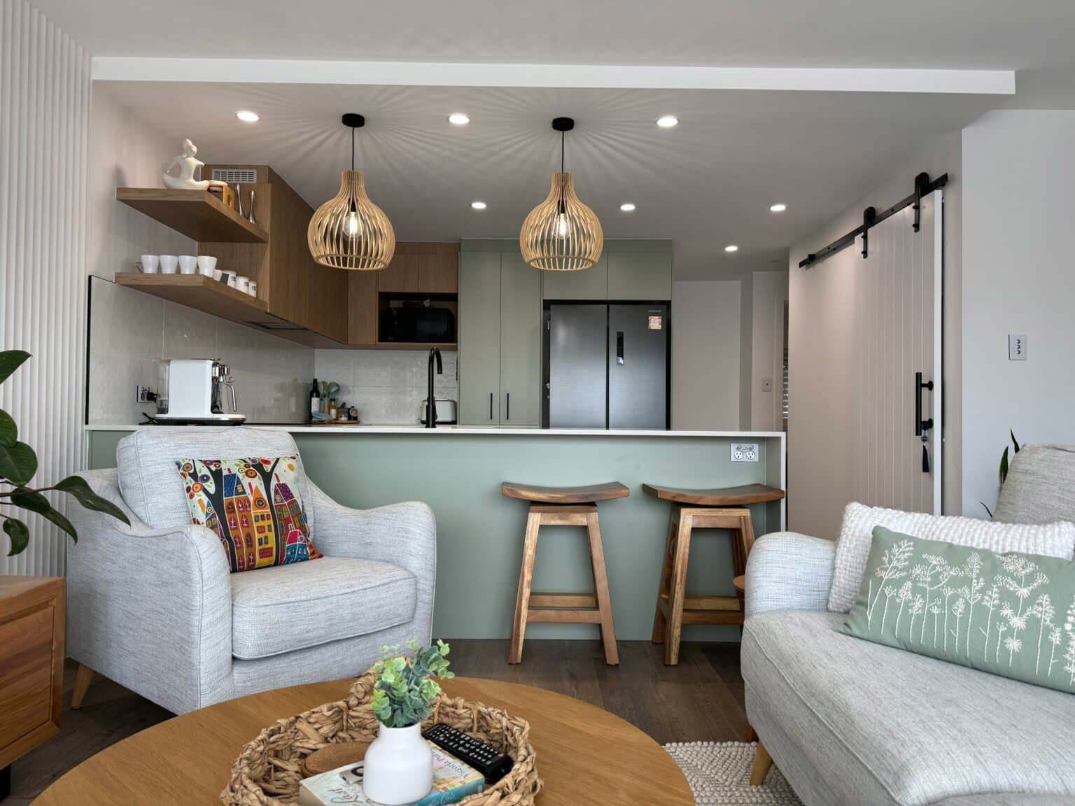 Kitchen And Living Area Features Timber Accents — Nyblad Construction in Caloundra West, QLD