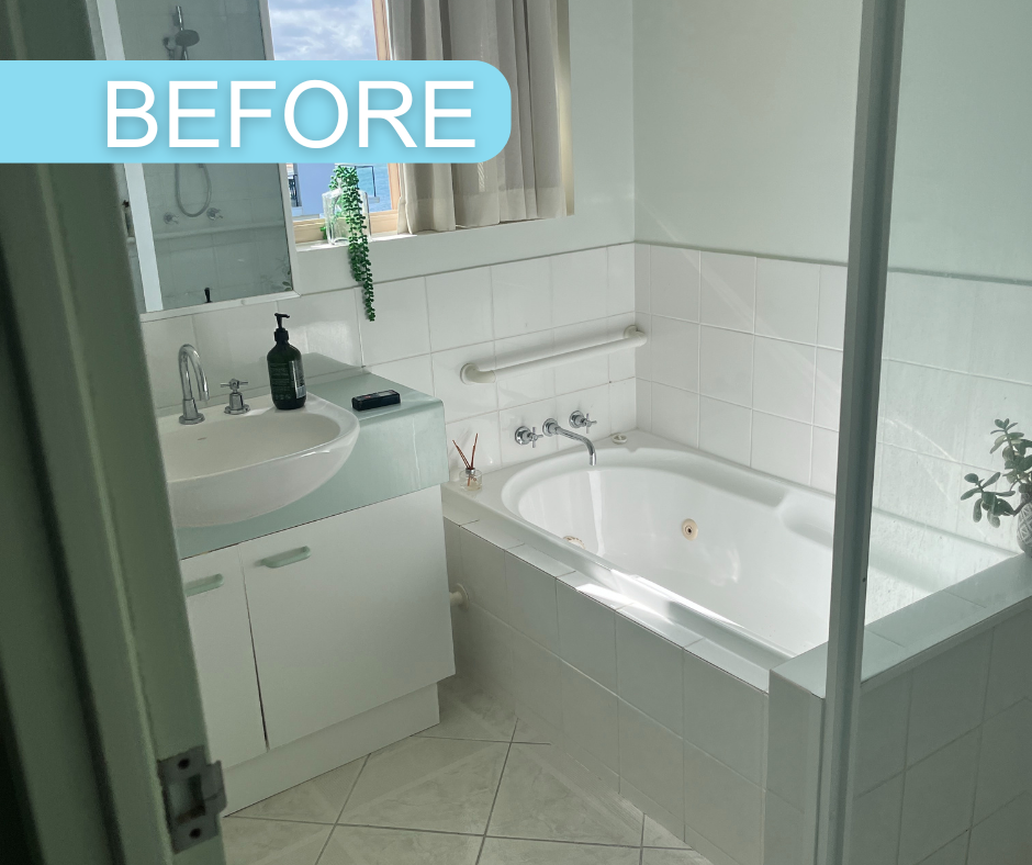 White Bathroom With a Vanity, Sink, Bathtub, and Tiled Walls — Nyblad Construction in Caloundra West, QLD