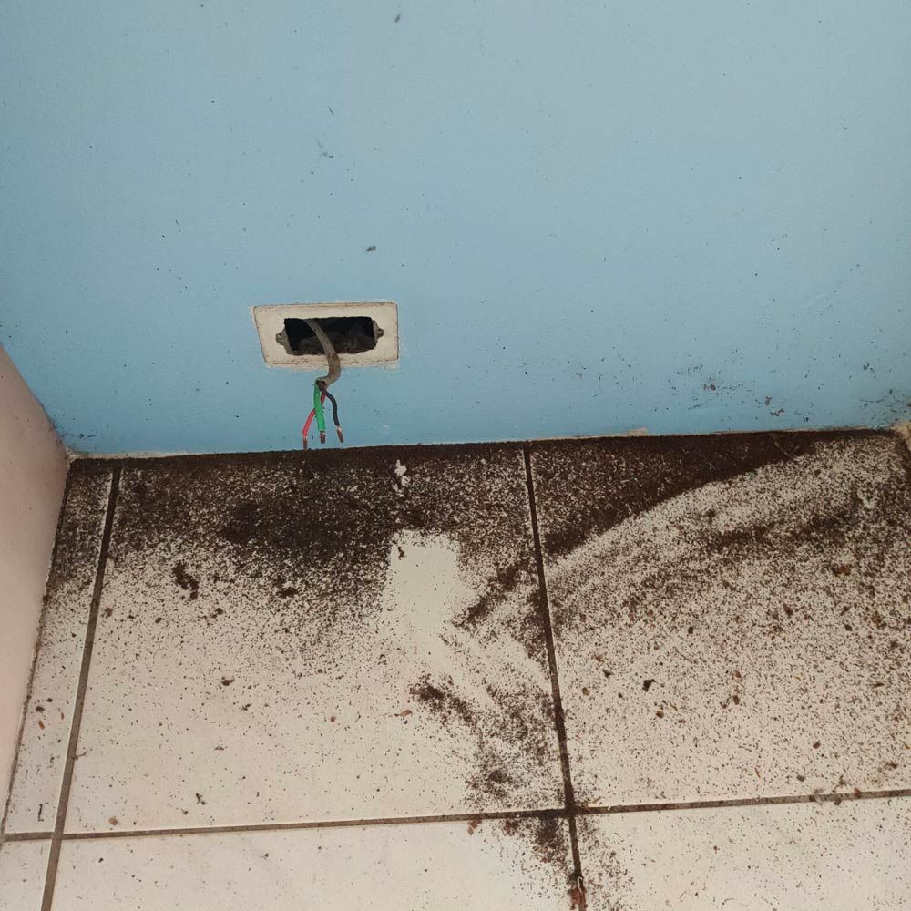 A Dirty Tile Floor With A Socket On The Wall — Nyblad Construction in Caloundra West, QLD