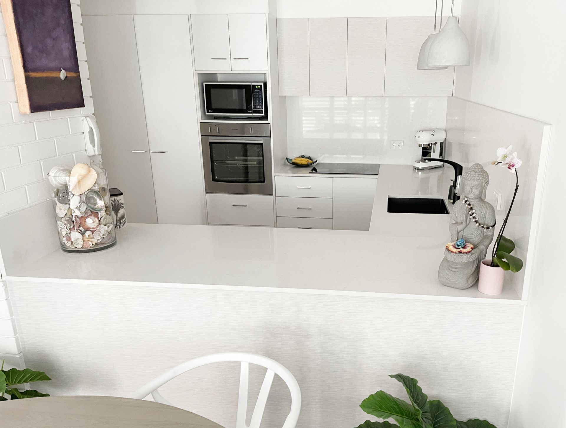 White Kitchen With Countertop, Cabinets, Appliances — Nyblad Construction in Buderim, QLD