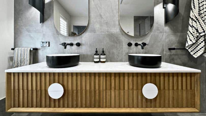 Bathroom With Two Sinks and Two Mirrors — Nyblad Construction in Caloundra West, QLD