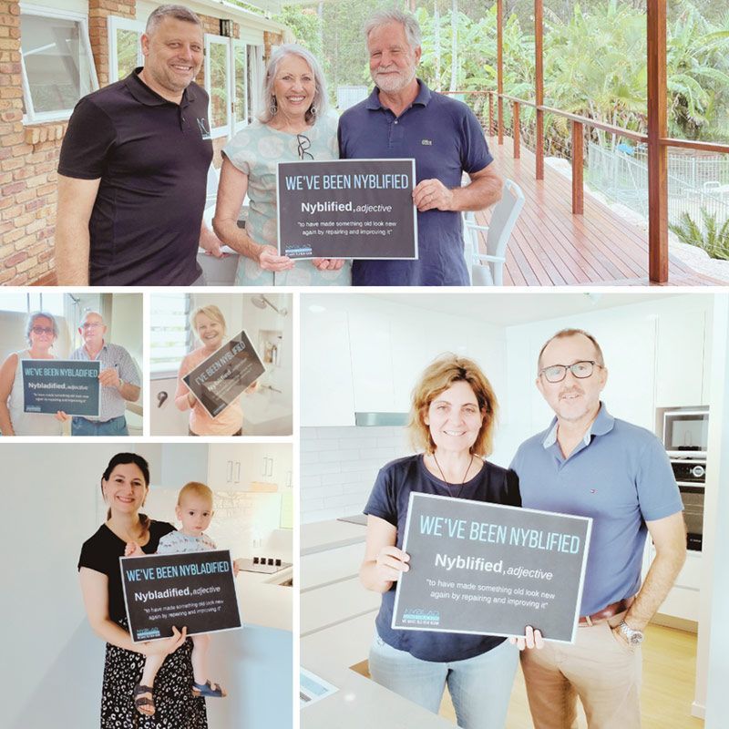 A Collage Of People Holding Signs That Say We've Been Approved — Nyblad Construction in Caloundra West, QLD