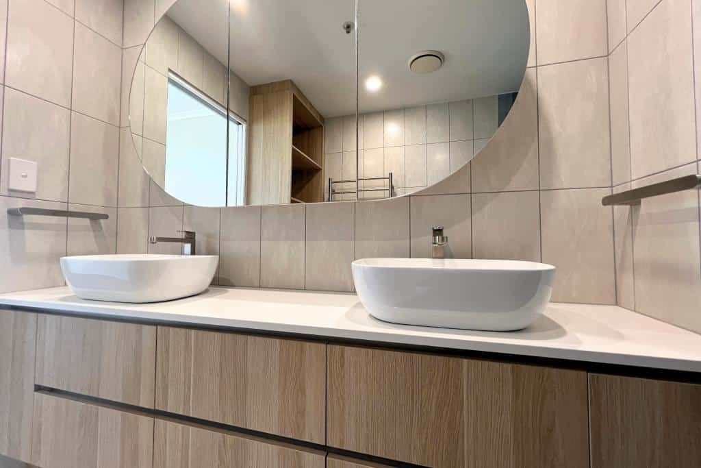 Bathroom With Two Sinks — Nyblad Construction in Caloundra West, QLD