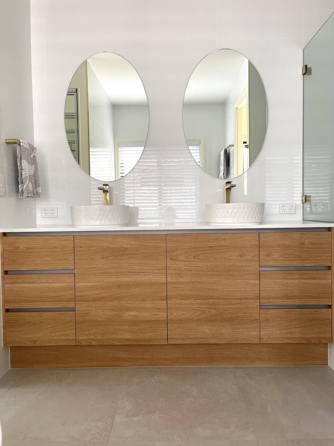 Bathroom With Two Sinks and Two Mirrors — Nyblad Construction in Caloundra West, QLD