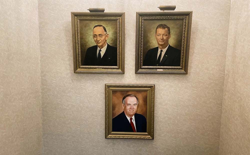 Paintings of different owners at A.F. Crow & Son Funeral Home, Inc. Glasgow, KY