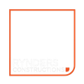 Orange outlined square logo for Rynders Constructions on a white background