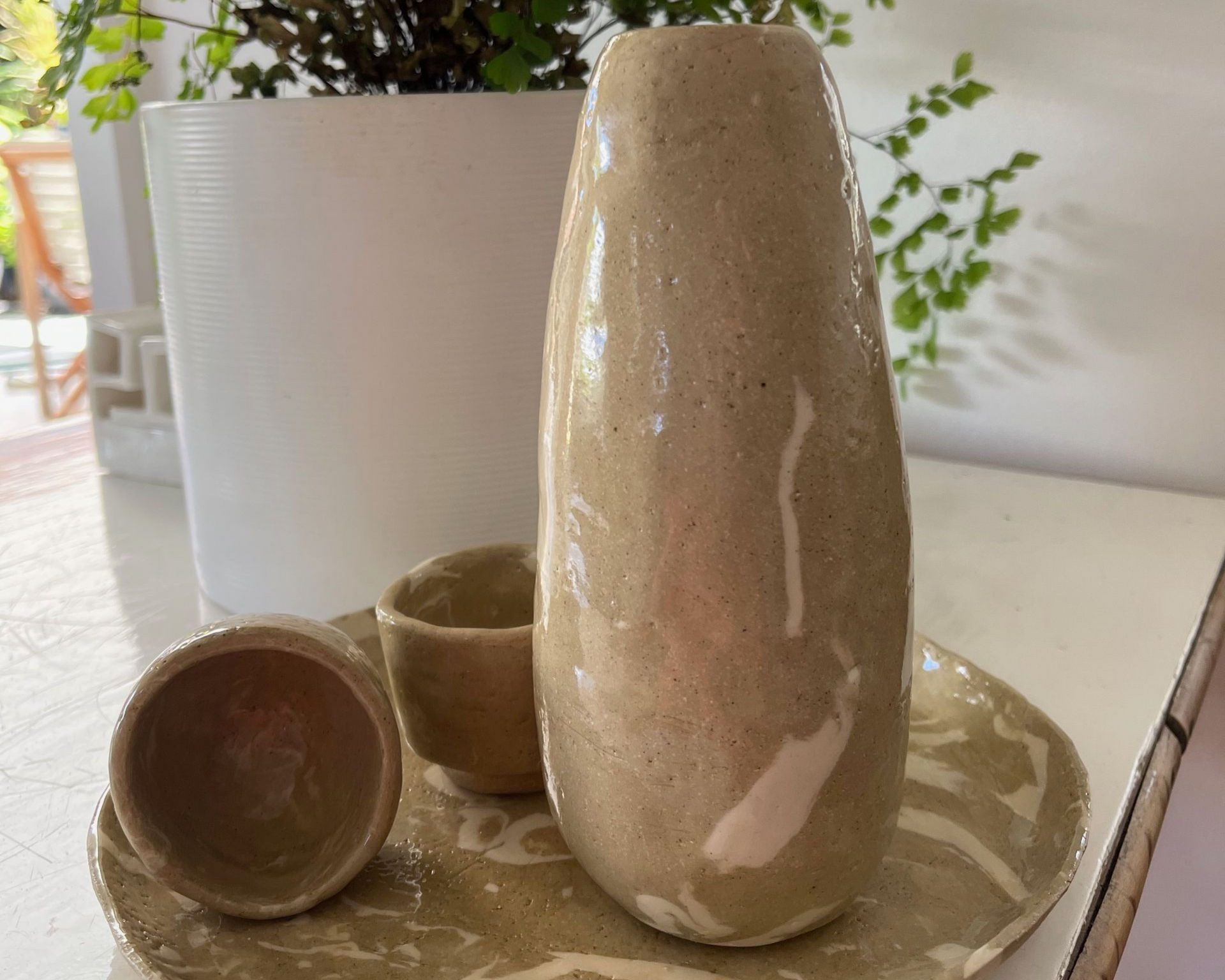 Sake Set 5 - Handcarved (tray not included)