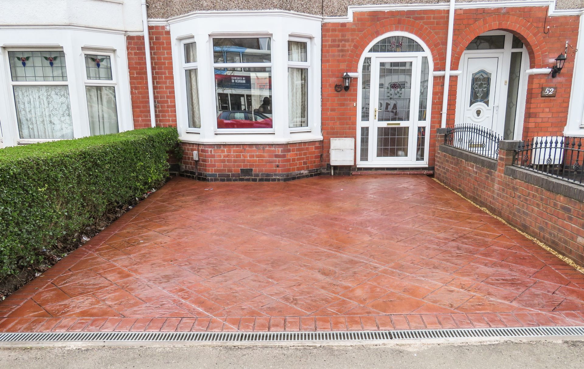 Pattern Imprinted Concrete Off Sett Ashlar Pattern in Terracotta
