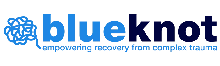 The logo for blueknot empowering recovery from complex trauma
