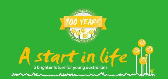 A green background with the words a start in life on it