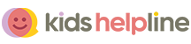 A logo for kids helpline with a smiley face on it.