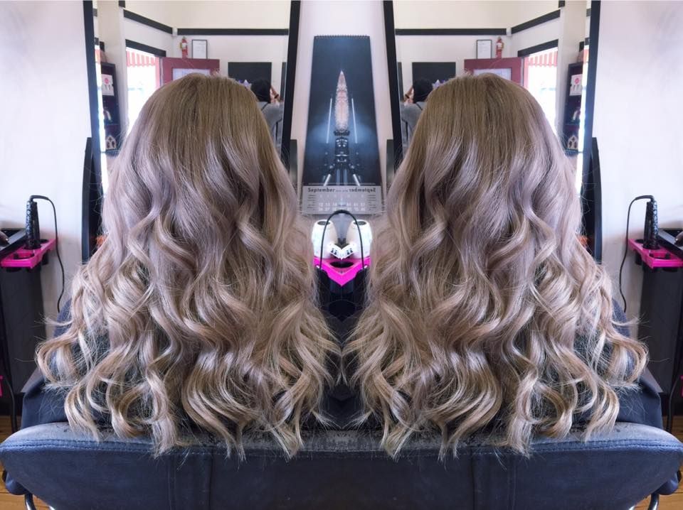 Two Identical Views of Wavy, Light Brown Hair Styled in Large Curls — Elysian Salon In Toukley, NSW