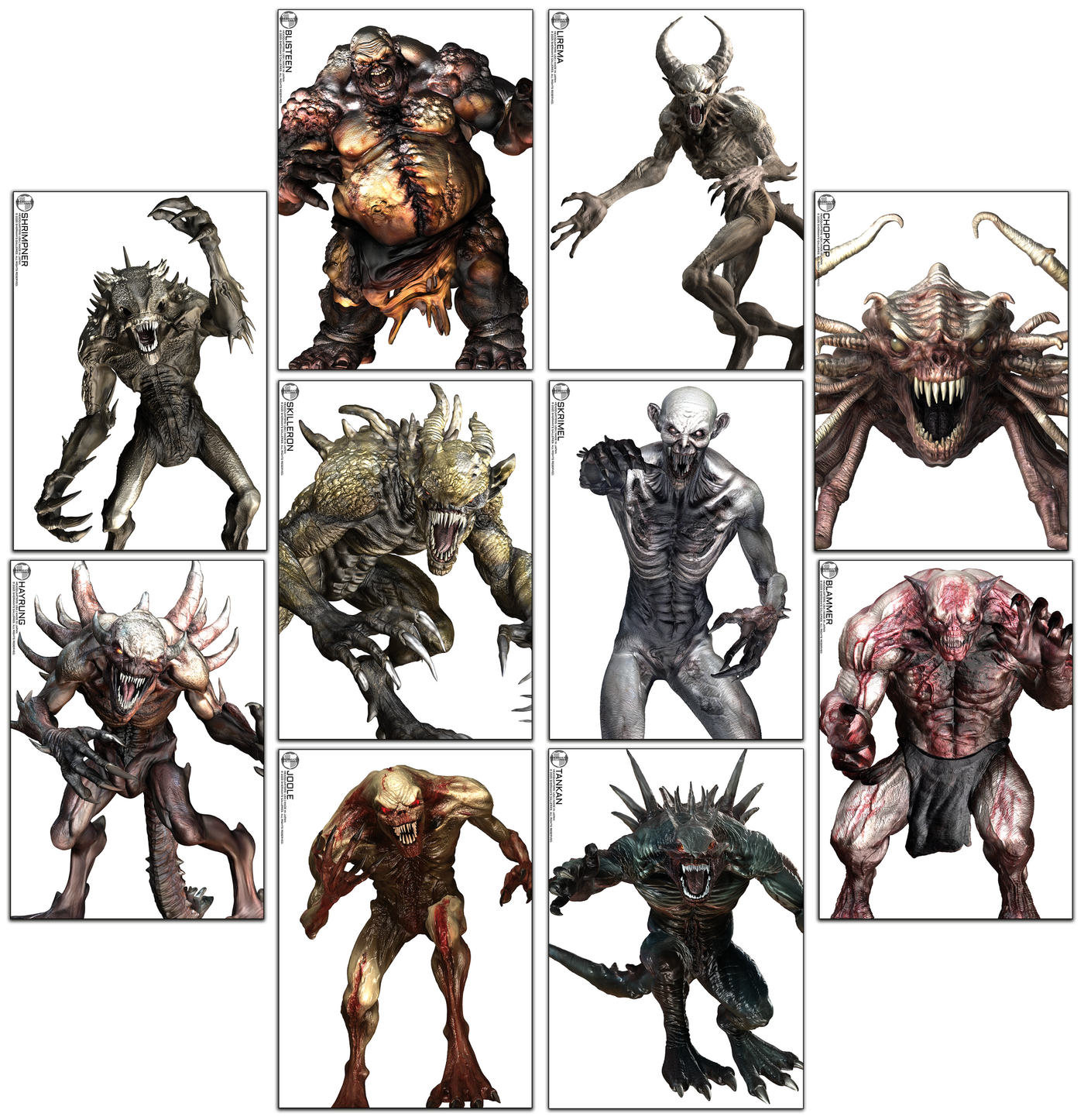 SHERMAN'S GALLERIES™ PACK 1 – Ten Unique Characters Shooting Targets, tiled view