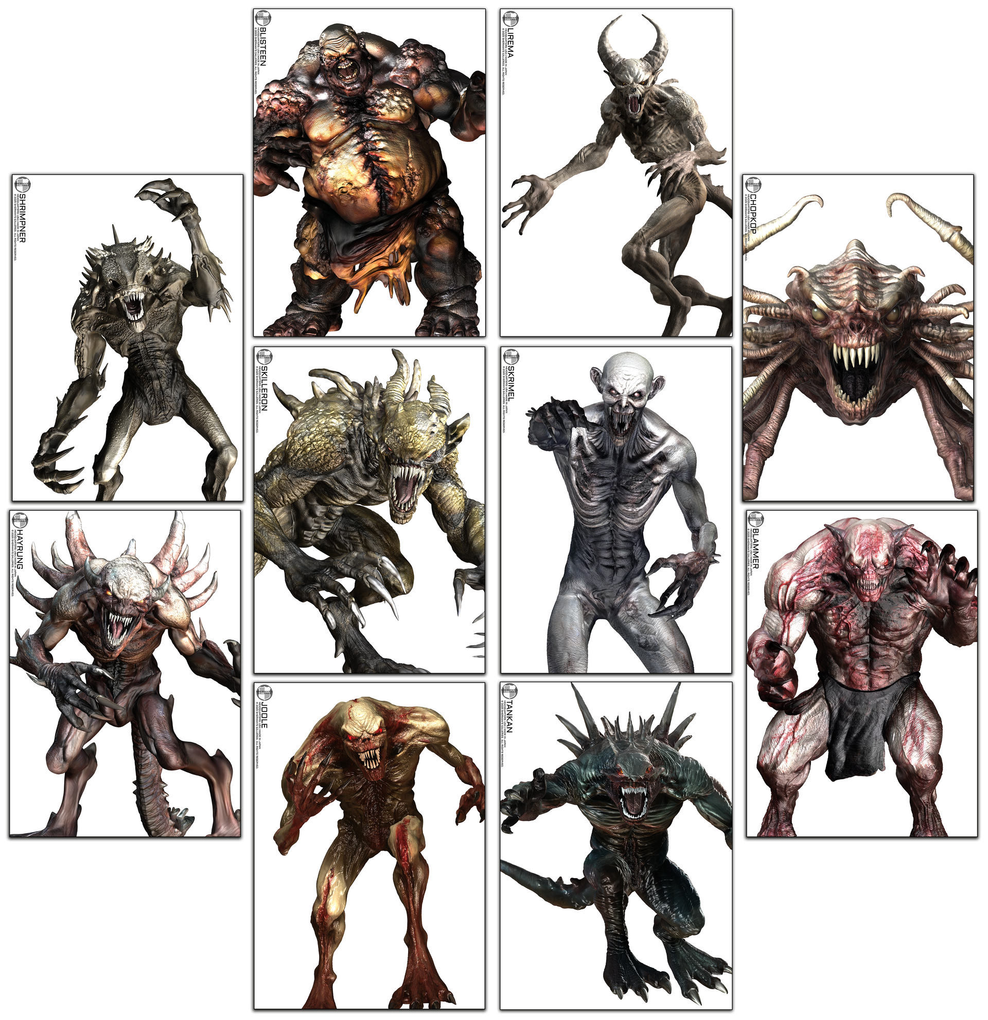SHERMAN'S GALLERIES™ PACK 1 – Ten Unique Characters Shooting Targets, tiled view