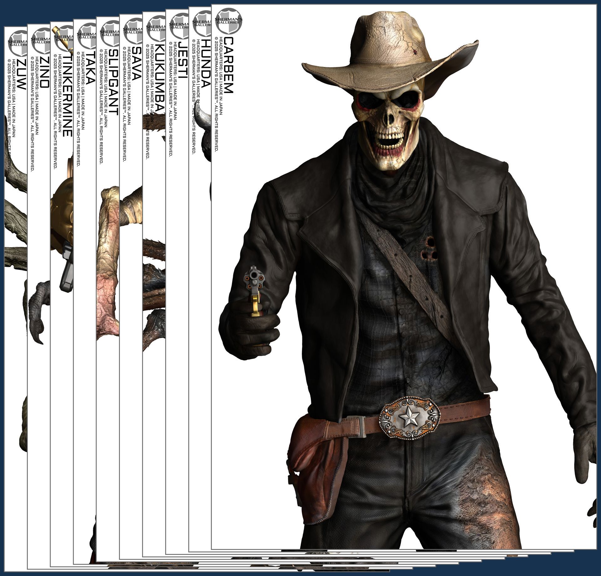 SHERMAN'S GALLERIES™ PACK 2 – Ten Unique Characters Shooting Targets, stacked view