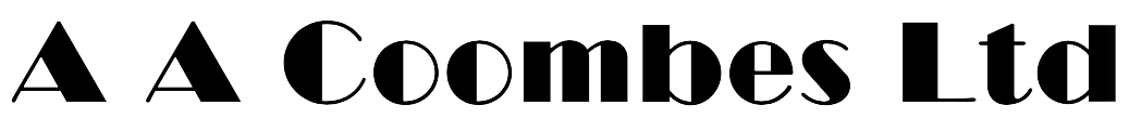 A A Coombes Ltd: Black stylized text, with the first two "A"s in a triangle shape.