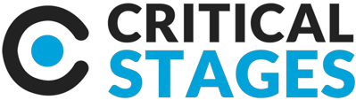 The logo for critical stages is blue and black.