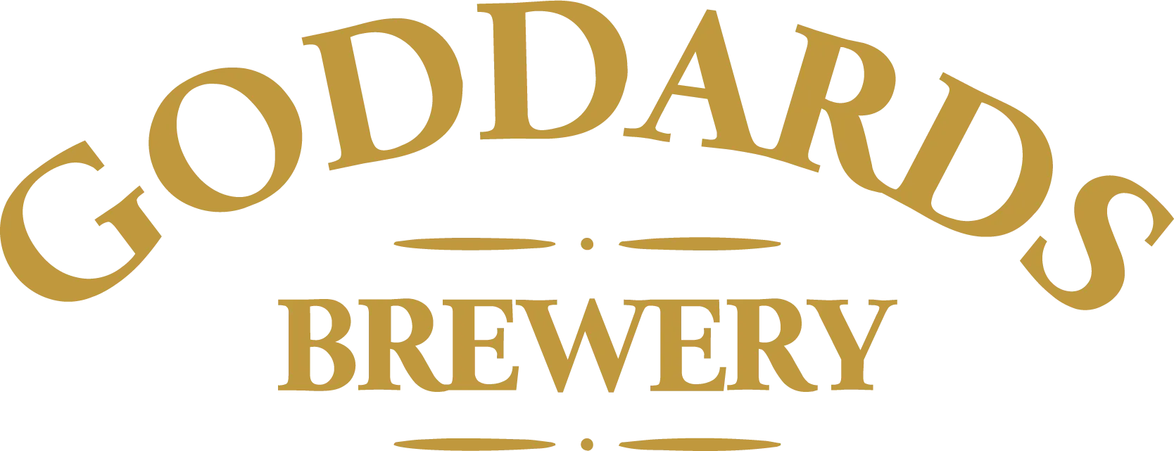 A gold logo for goddard 's brewery on a white background.
