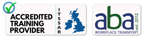 Two logos for accredited training provider and aba workplace transport