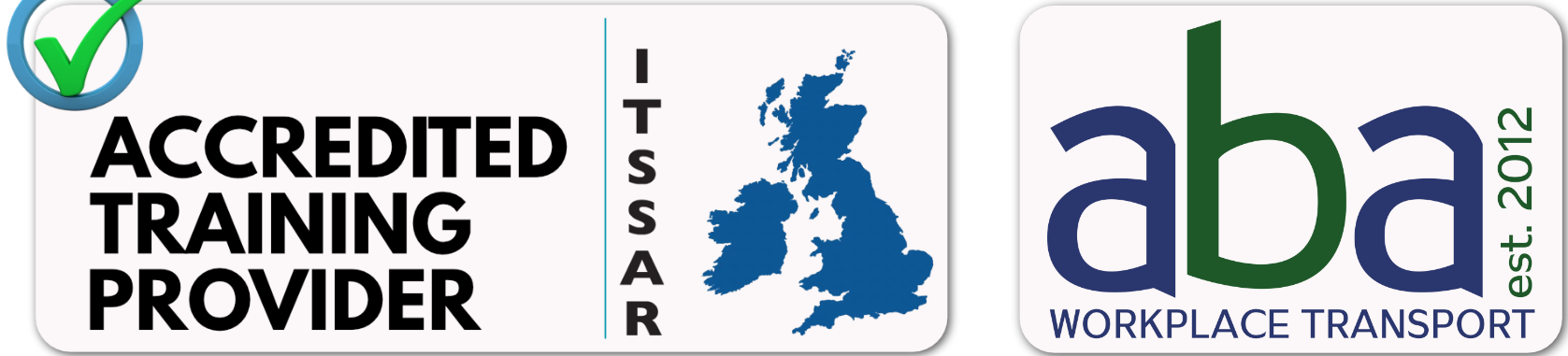 A logo for an accredited training provider and aba workplace transport