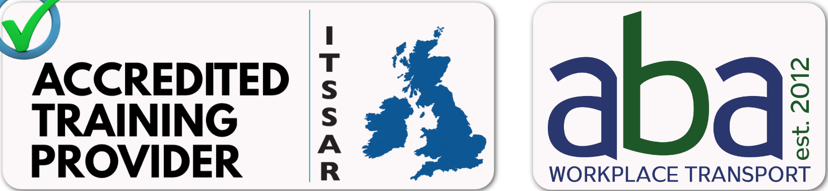 A logo for an accredited training provider and aba workplace transport