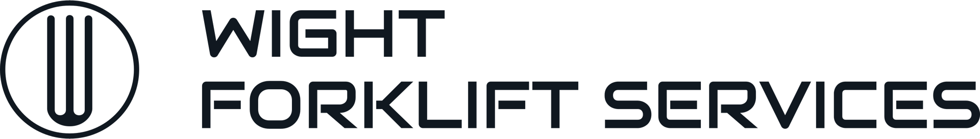 Logo for Wight Forklift Services, featuring a circular icon with a stylized letter W next to the company name.