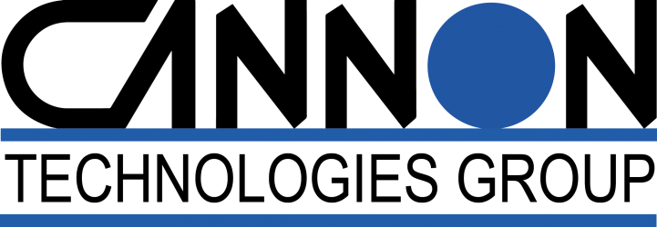 The cannon technologies group logo is blue and black.
