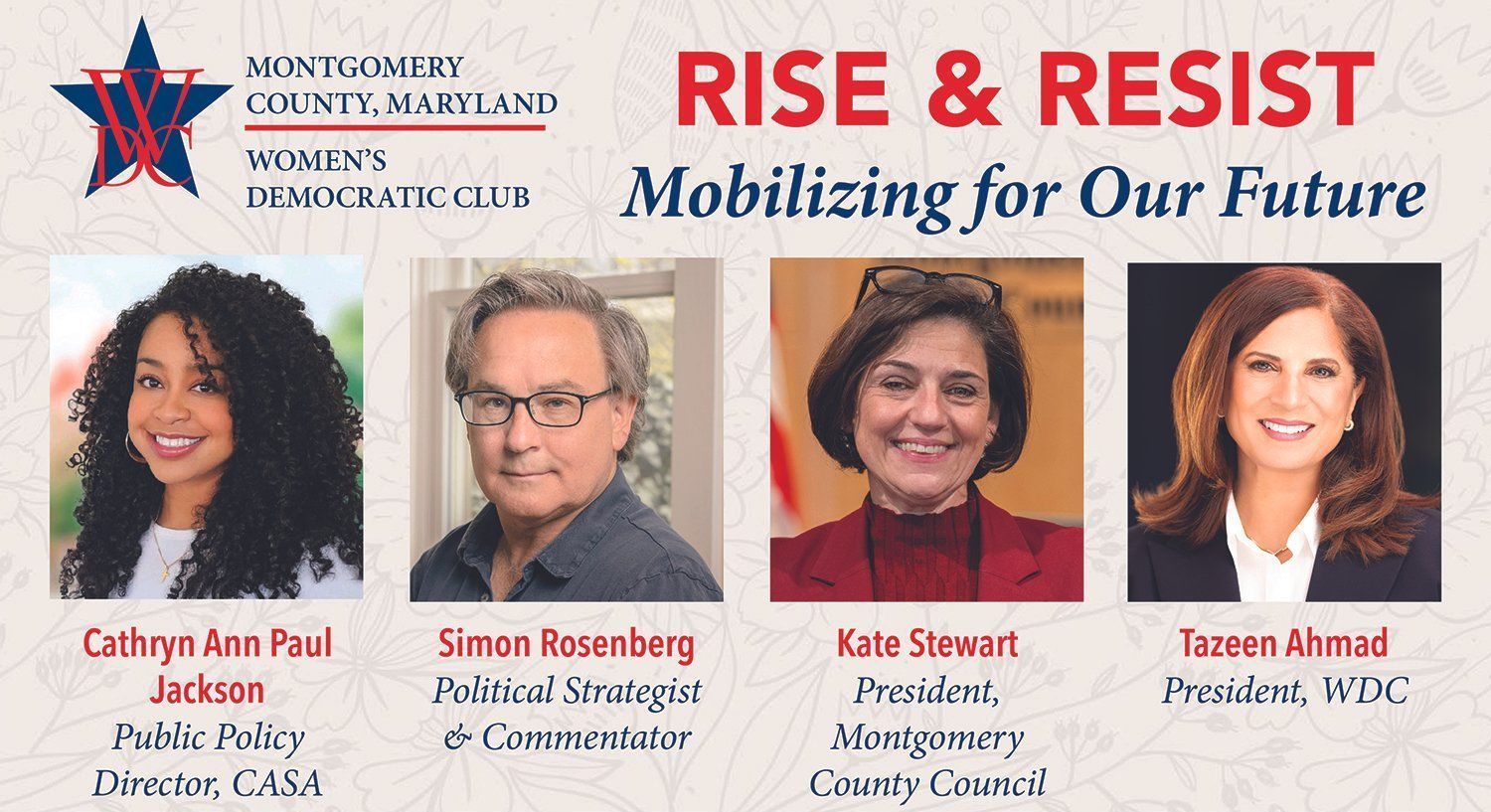 A poster that says rise and resist mobilizing for our future