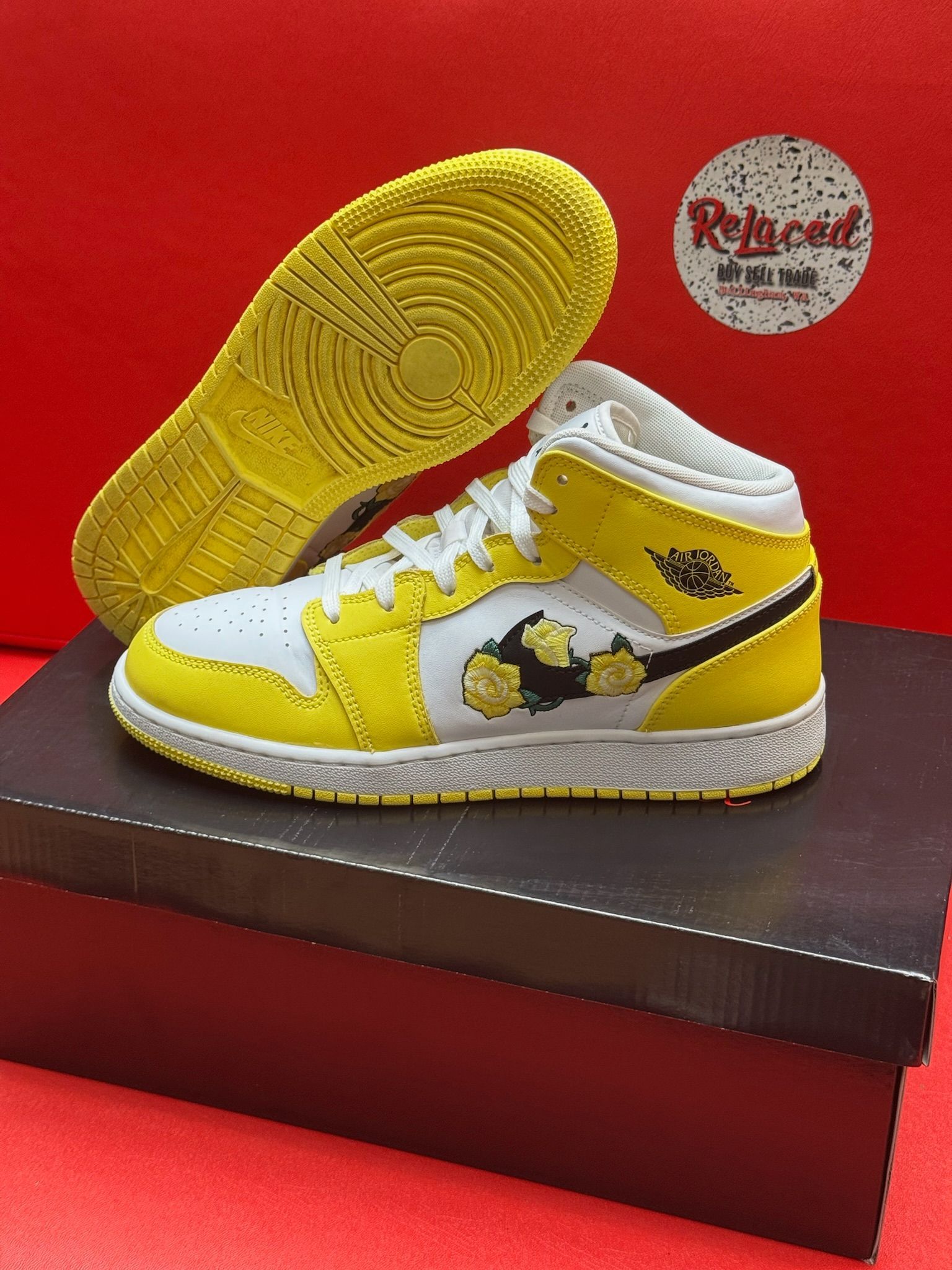 7Y Jordan 1 Mid GS Rose Patch