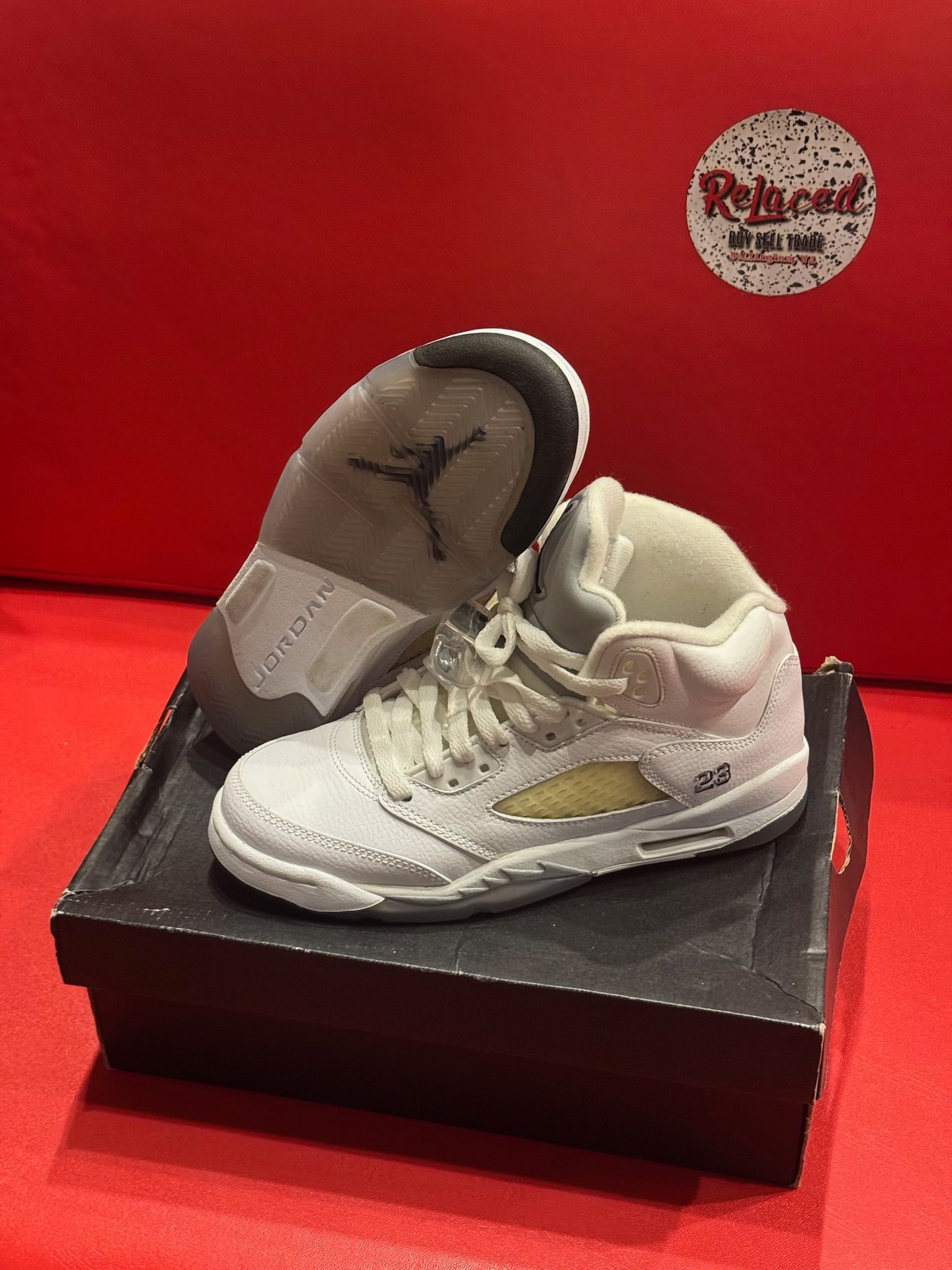4Y Jordan 5 White Metallic
