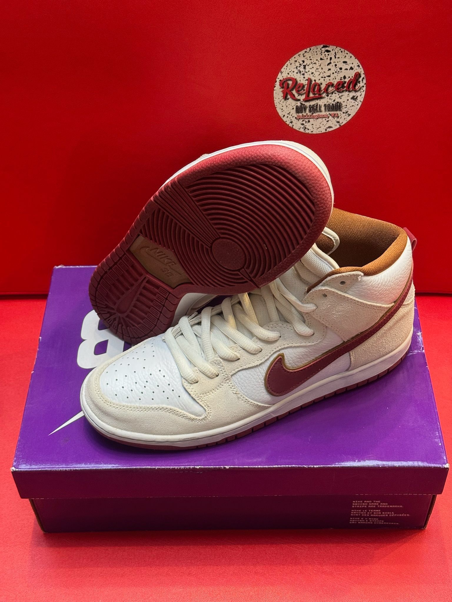 10.5M Nike SB Dunk High Sail Bright Crimson