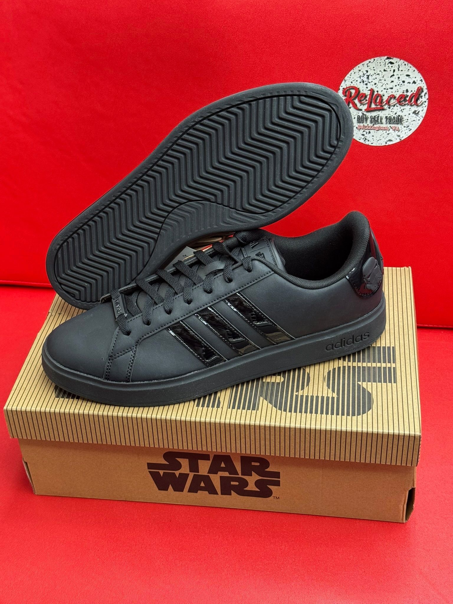 11.5M Adidas Grand Court Star Wars Darth Vader & Storm Troopers Triple Black
