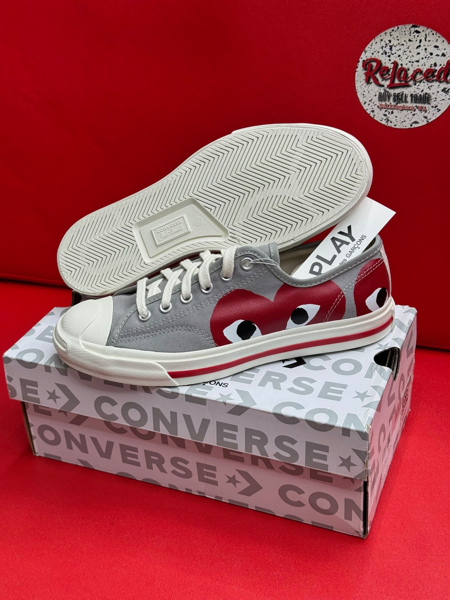 9.5W Converse Jack Purcell Comme des Garcons Grey Red
