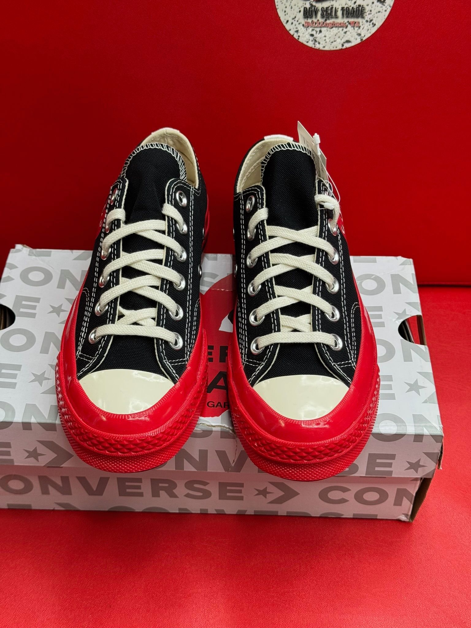 7W Converse Chuck Taylor Comme Des Garçons Blk Red Mid Sole