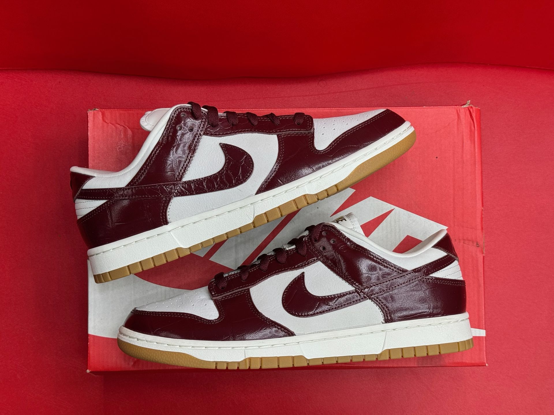 10M Nike Dunk Low LX Dark Team Red Croc Womens