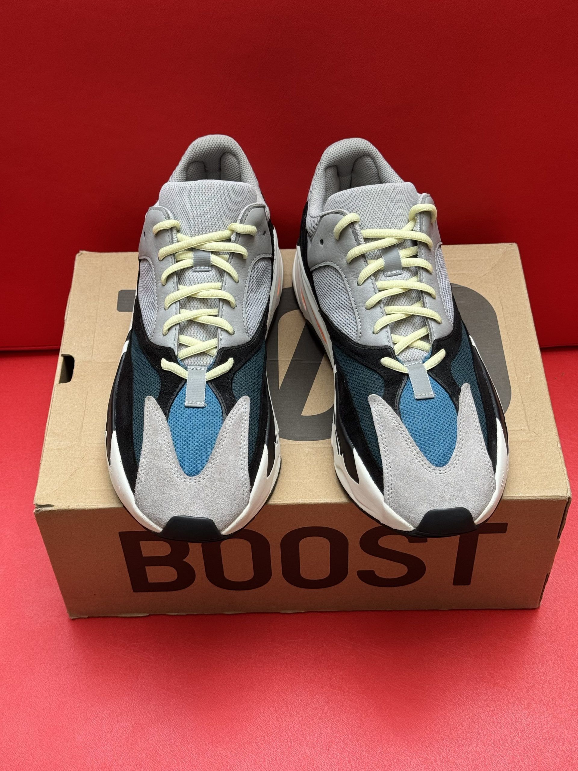 Adidas Yeezy Boost 700 sneakers on a 