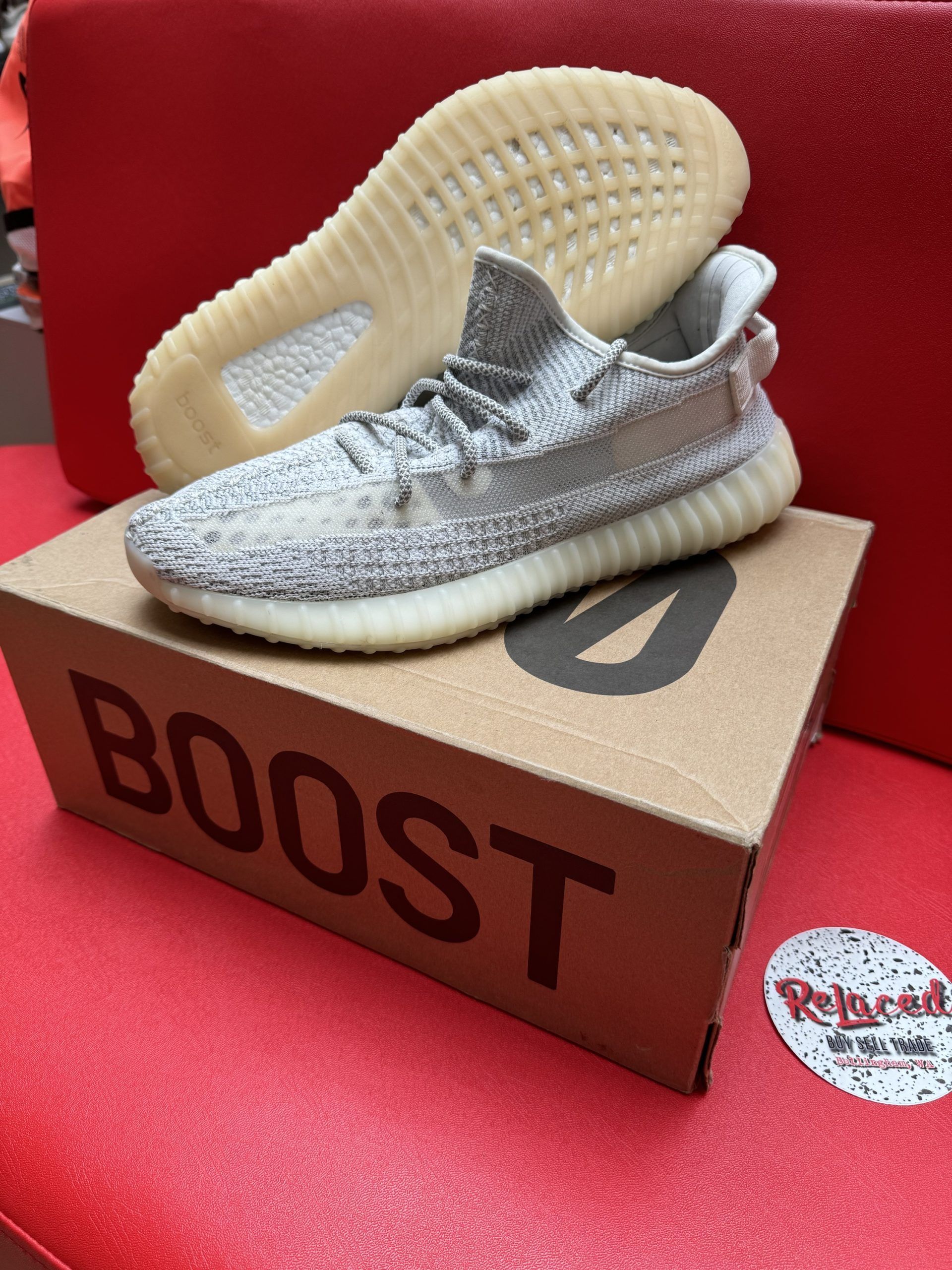 Adidas Yeezy Boost 350 V2 sneakers on box with 