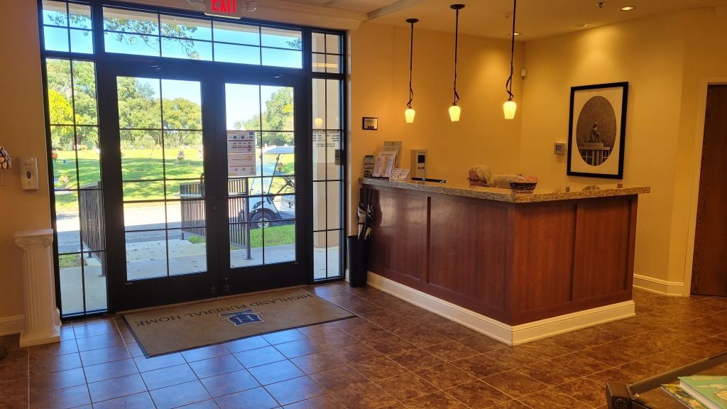 Highland Funeral Home Lobby Front Doors