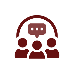 A red server icon on a white background.
