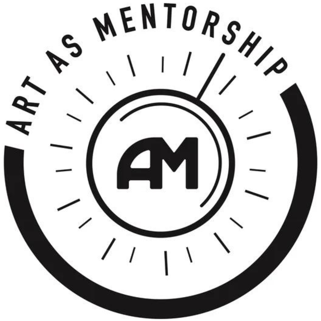 A black and white logo for art as mentorship