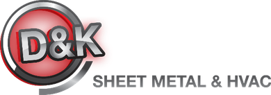 D&K Sheet Metal & HVAC logo in red, gray, and black with bold lettering