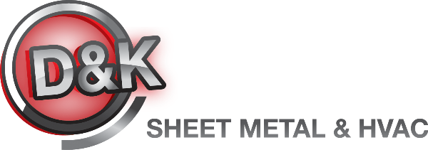 D&K Sheet Metal & HVAC logo in red, gray, and black with bold lettering