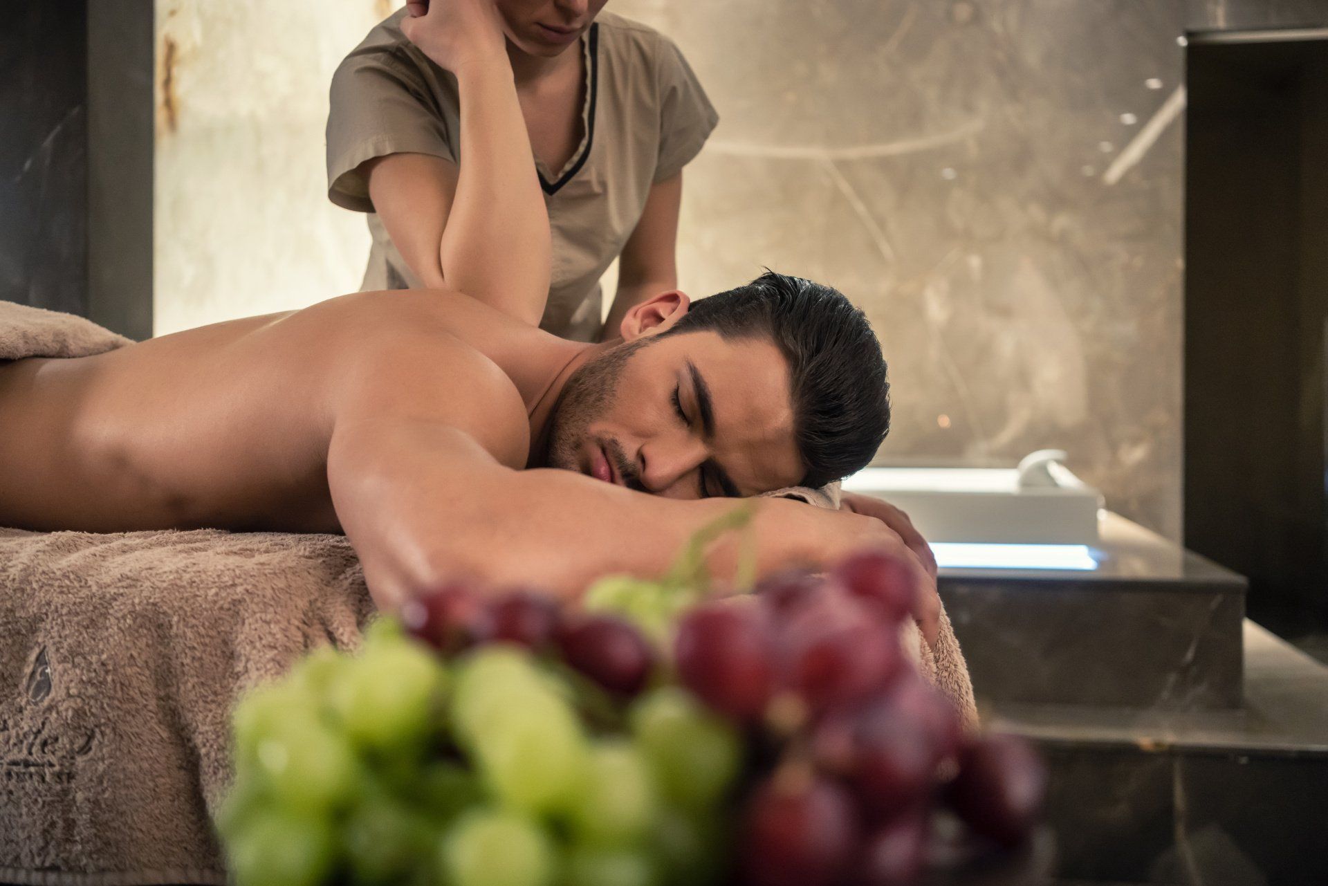 man getting body massages