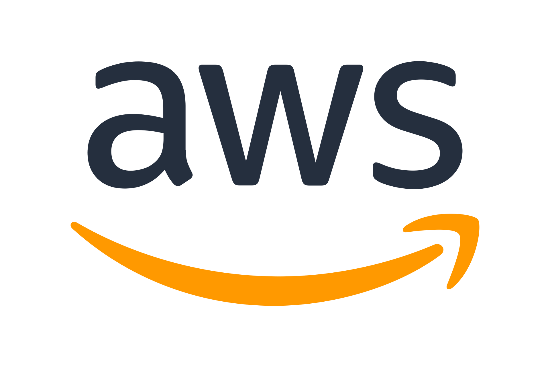 The aws logo is a smile with an arrow pointing to the right.