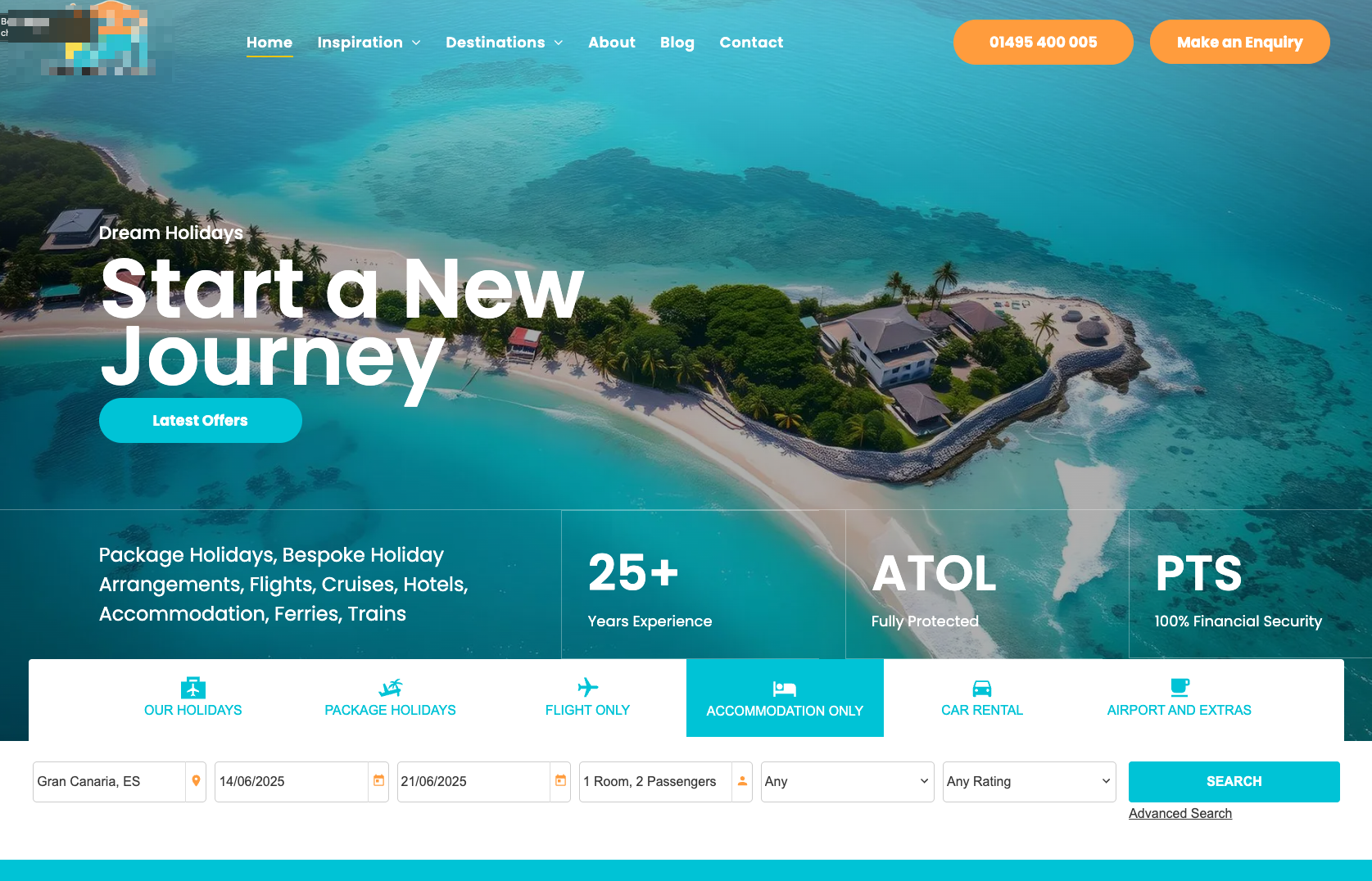 A screenshot of a website that says `` start a new journey ''.