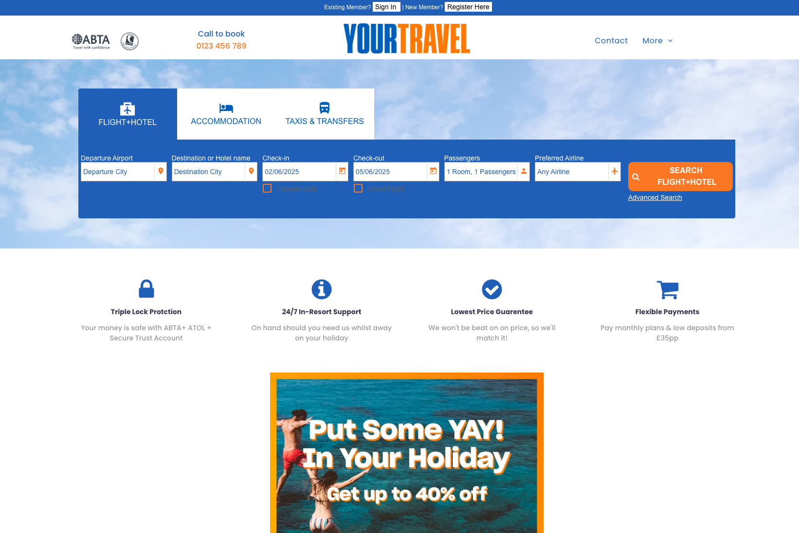 A screenshot of a website called your travel